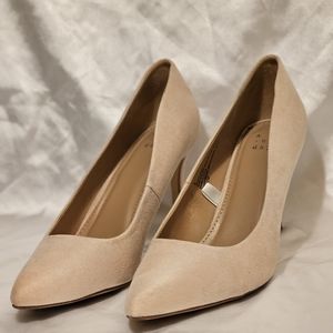 Nude suede pump heels